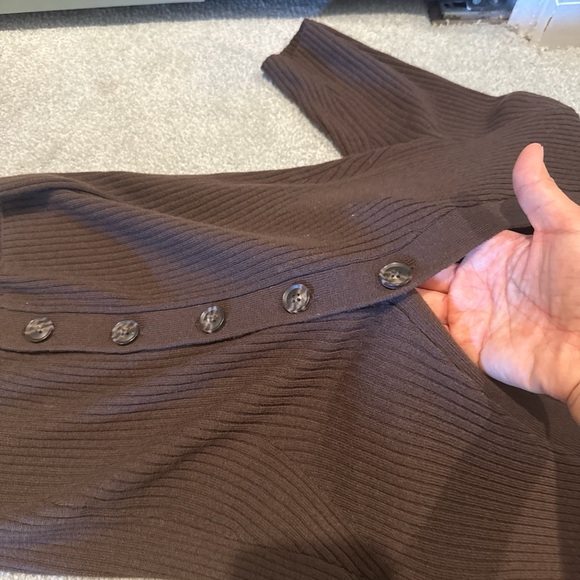 Brown Ribbed Button-Up Cardigan - Picture 3 of 3